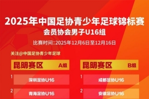 2025年中国足协青少年足球锦标赛会员协会男子U16组分组、赛程表