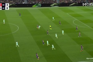 巴萨3-0领先！埃里克·加西亚抢断后直塞，费尔明破门